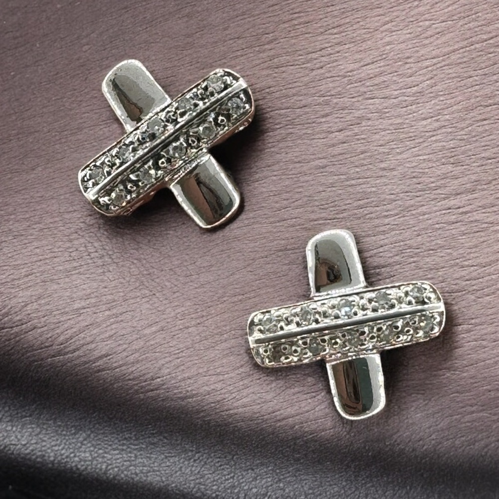 Affinity Diamond Sterling Earrings “X” Criss‎ Cross .925 Classic
